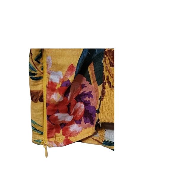 Rachel Roy Linen Womens size Large Tropical Resortwear Beachy Smocked Crop Top - Picture 6 of 12